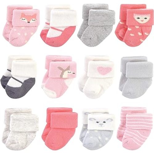 Hudson Baby Baby Girls' Cotton Rich Newborn and Terry Socks