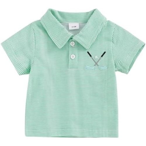 Toddler Baby Boy Shirt Golf Stripes Short Sleeve Button Down T-Shirt Tops Cute Infant Casual Tee Summer Clothes