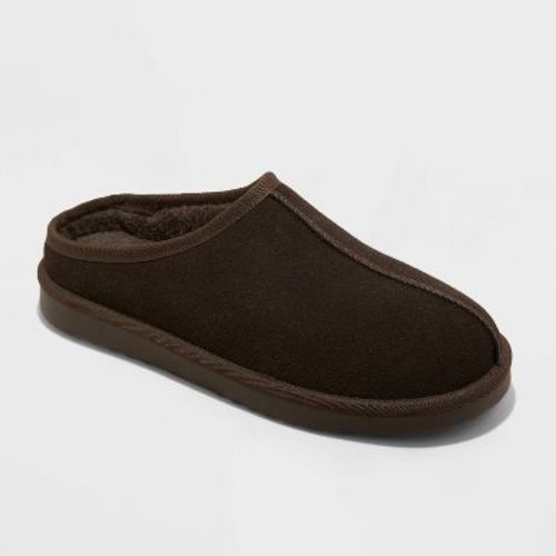 Men's Cruz Genuine Suede Clog Slippers - Goodfellow & Co™ Dark Brown 10