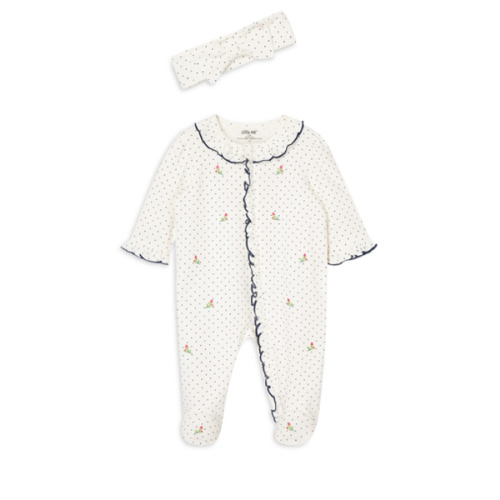 Girls' Dotted Rosebud Footie & Headband Set Size 3M