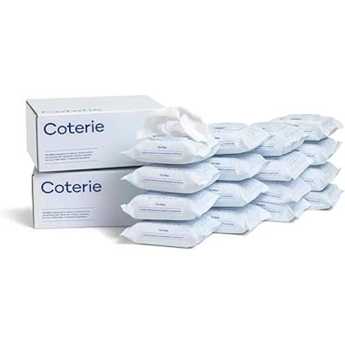 Coterie Baby Travel Size Wipes for Sensitive Skin, Plant-Based and Plastic-Free Fibers, 99% Water, Hypoallergenic, pH Balanced, Unscented, Clean and Gentle Baby Essentials, 16 Travel Packs, 288 Count