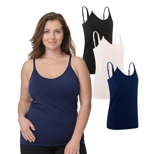 Under Control Nursing Cami Tank Tops for Breastfeeding Women Nursing Tops Maternity Shirts, Camisoles with Built in Bra 3Pack