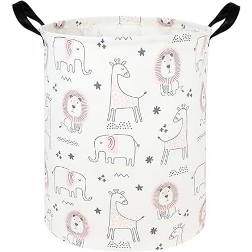 Animal hamper,Baby Laundry Hamper,Jungle Laundry Basket ,Waterproof foldable nursery baby basket,Toys Box,Jungle Bedroom Decor,Gift Basket(Pink animal)