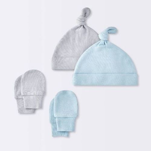Baby Boys' Hat And Mitten Combo Bonnets - Cloud Island™ Blue 0-3m