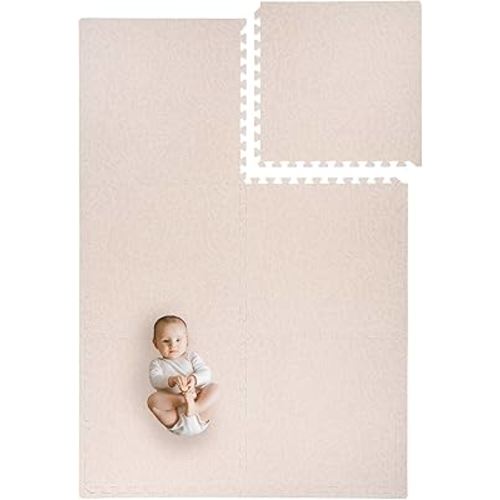 Toddlekind Playmat - Premium Foam Playmat, 4 x 6 feet, 6 Tile Extra Thick Foam Floor Puzzle Mat for Babies/Toddlers Stylish, Non-Toxic, Odorless. Perfect for Tummy Time & Play. 0m+ (Cream/Off White)
