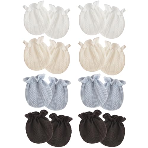 AQOKKA Newborn Baby Mittens No Scratch Cotton Elastic Wrist Gloves Infant Toddler Mittens for Baby Boy Girl 0-6 Months