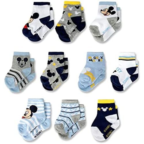 ABG Accessories Girls & Boys Minnie, Mickey Mouse, Baby Shark, Justice League 10-Pack Infant Sock 0-24 Months