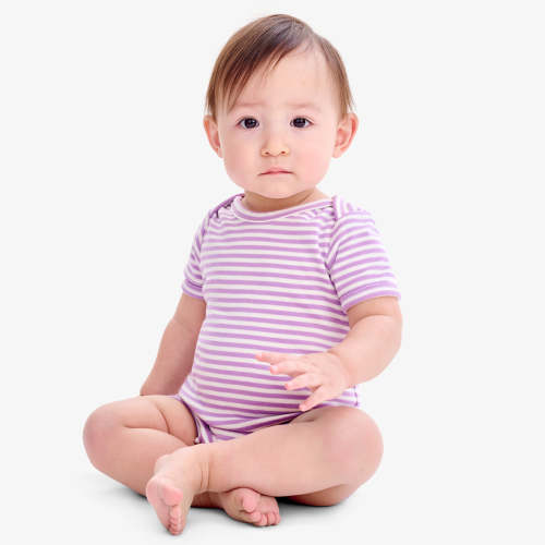 Organic babysuit shortie in stripe | Primary.com