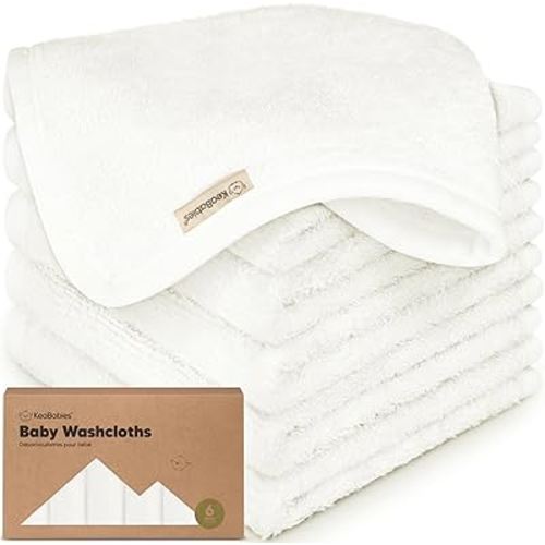 6-Pack Baby Washcloths - Soft Viscose Derived from Bamboo Washcloth, Baby Wash Cloths, Baby Wash Cloth for Newborn, Kids, Bath Baby Towels, Face Towel, Face Cloths for Washing Face(White)