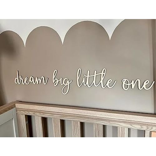 Dream Big Little One Sign,Dream Wall Decor,Nursery Wooden Scrip for Nursery Above Crib Boy Room Office Home Wall Art Baby Shower Party Decorations