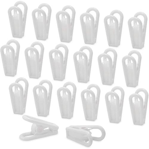 Chip Clips,Laundry Clips,Washing Line Pegs,Windproof,Hanger Clips for Baby's Flat Thin Clothes Hangers,Multi Purpose Clips for Kitchen Food Package,Clothespin (White, Pack of 20)
