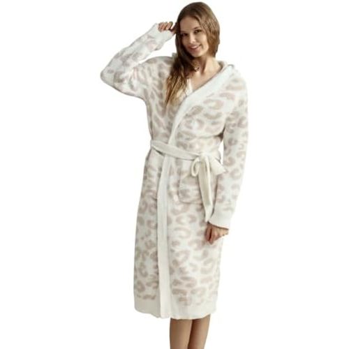 MH MYLUNE HOME Ultra Soft Robe With Pockets, Spa Bathrobe Loungewear Calf-Length, Plush Fuzzy Fluffy Wrap Robe for Women