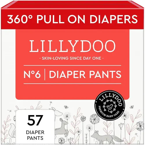 Diaper Pants Toddlers - Size 6 (33+ lbs), Half-Monthly Supply (57 Count), Skin-Friendly, Ultrasoft, Chlorine-Free, Snug Fit & Absorbent Pull On Diapers