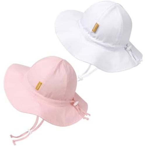 Baby Girl Sun Hat with UPF 50+ Outdoor Adjustable Toddler Beach Hat with Wide Brim Bucket Hats for Kids