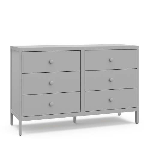 Graco Universal 6 Drawer Nursery Double Dresser, Pebble Gray