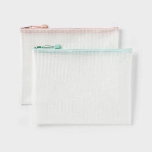 Paper Size Zip Pouches Water-Resistant and Multi-Color Zipper 2pk – up&up™