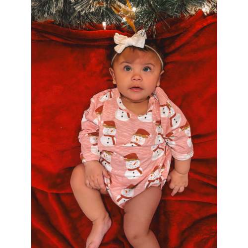 Snowman Pink / Organic Long Sleeve T-Shirt Bubble