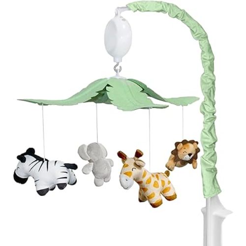 Feisike Jungle Safari Baby Crib Mobile with 35 Soothing Lullabies & 3 Modes - Adjustable Nursery Mobiles for Boys & Girls, Animal-Themed Nursery Decor Musical Mobile for Crib or Bassinet