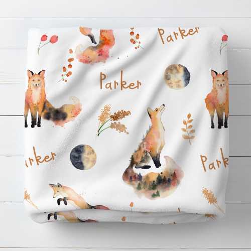 Personalized Woodland Fox Baby Swaddle, Whimsical Forest Animal Nursery Decor, Cute Cozy Tootler Blanket, Wild Animal Lover, Fox Lover Gift