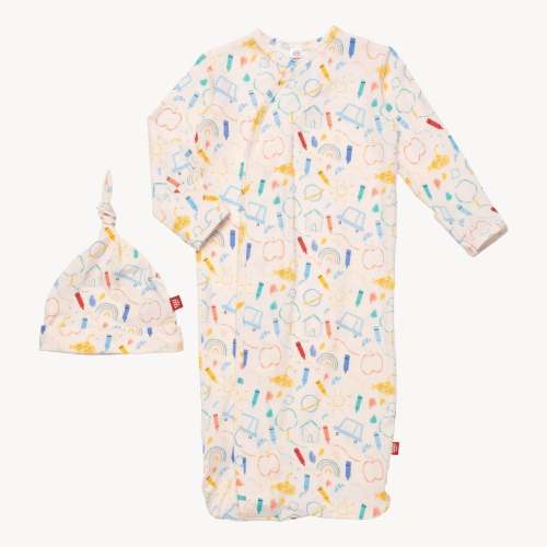 doodle pop modal magnetic cozy sleeper gown + hat set – Magnetic Me