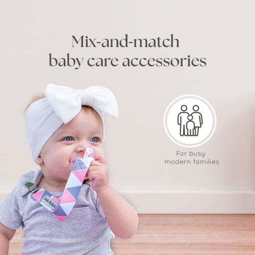 Dodo Babies Pacifier Clip & Teether Toy Set - Four Clips Plus Two Silicone Teether Toys - Universal Holder Fits Most Paci Brands