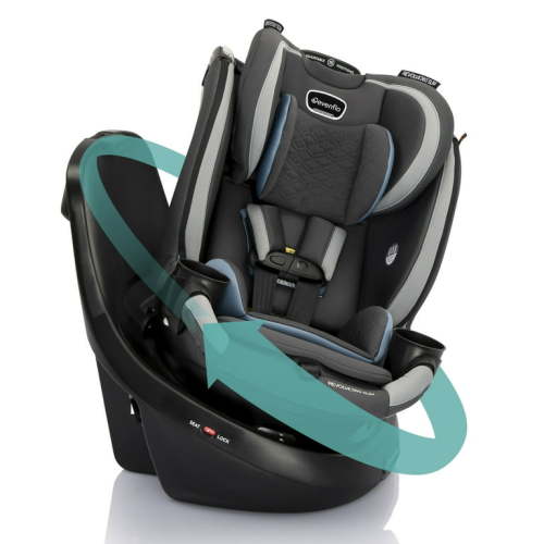 Evenflo Revolve360 Slim 2-in-1 Rotational Car Seat with Quick Clean Cover - Stow Blue