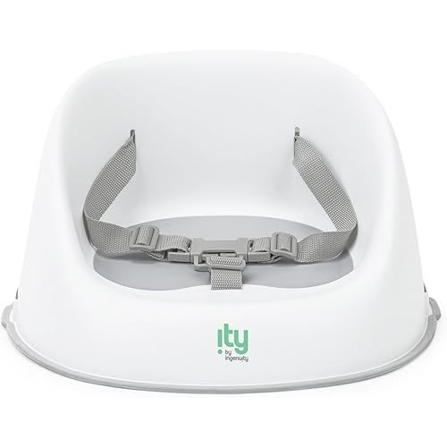 Ingenuity: ity by Ingenuity Simplicity Seat Easy-Clean Baby Booster Feeding Chair, 3-Point Harness, Washable Removable Straps - Grey