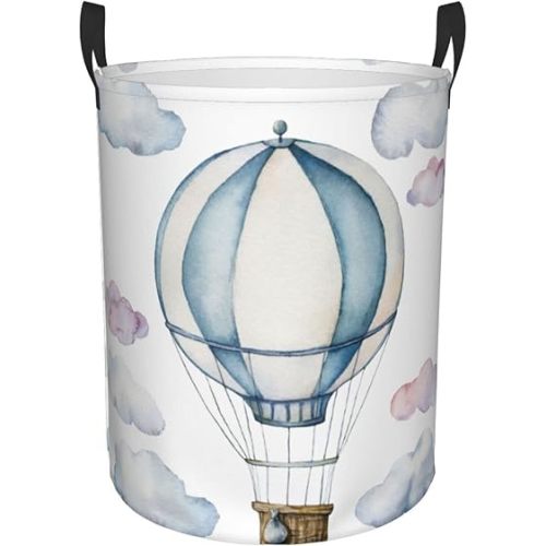 Hot Air Balloon Round Laundry Hamper Storage Basket Toys Clothes Organizer Bin For Home Bathroom Bedroom Dorm Nursery, 38l