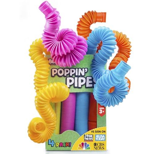 BUNMO Pop Tubes - Sensory Toys - Toddler Toys - Imaginative Play & Stimulating Creative Learning - Hours of Fun for Kids - Tons of Ways to Play - Non-Mouthable Toy 3+ - 8 Pack Large