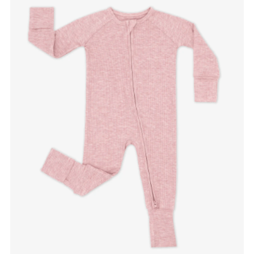 Heather Mauve Ribbed Zippy - Little Sleepies