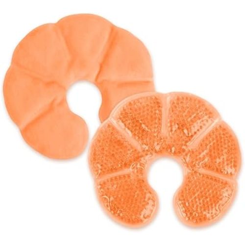 NEWGO Breast Ice Pack 2 Pack Gel Ice Pack for Breast Surgery, Reusable Nursing Ice Pack Hot or Cold Therapy Breast Pad for Breastfeeding, Engorgement Relief (Orange)