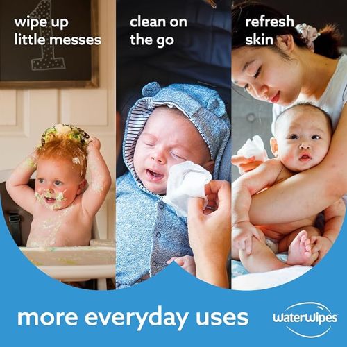 WaterWipes Plastic-Free Original Baby Wipes, 99.9% Water Based Wipes, Unscented & Hypoallergenic for Sensitive Skin, 60 Count (Pack of 12), Packaging May Vary - 720 Count (Pack of 12)
