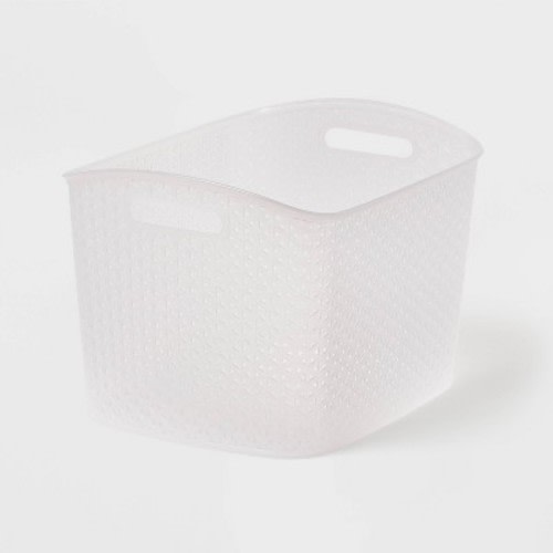 Y-Weave XL Curved Decorative Storage Basket Translucent - Brightroom™: Portable, Stackable Plastic Bin, 7.4 Volume Capacity
