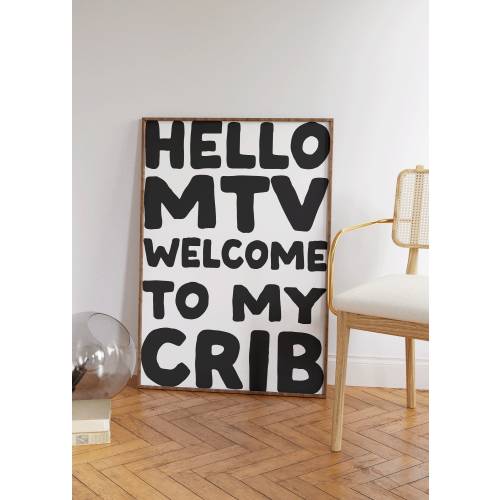 Hello MTV welcome to my crib Art Print | Preppy Apartment Art Poster, Trendy Cool Apartment Art Dorm Decor cool living room art decor
