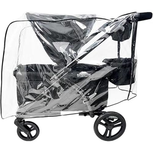 SASHA'S Rain and Wind Cover for Baby Trend Expedition Stroller Wagon/Wagon Plus, Clear Design, Maximum Coverage (Stroller not Included) Made in USA