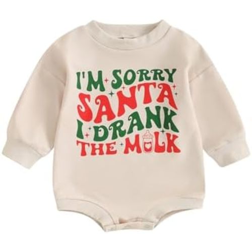 Newborn Baby Girl Boy Christmas Outfit Sorry Santa Clothing I Drank The Milk Romper Sweatshirt Fall Winter Clothes