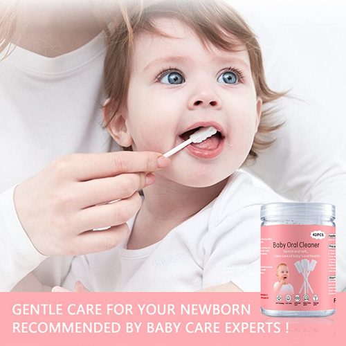EASICUTI Tongue Cleaner, Toothbrush, 42Pcs Disposable Infant Clean Baby Mouth,Gauze Gum Cleaner Oral Cleaning Stick Dental Care for 0-36 Month Baby+Free 1 Finger - 42 Count (Pack of 1)