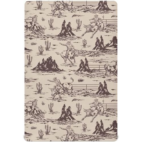 Western American Cowboy Crib Sheets Soft Breathable Fitted Baby Crib Sheets Mattress Cover for Girl Boys, 52" x 28" x 9"