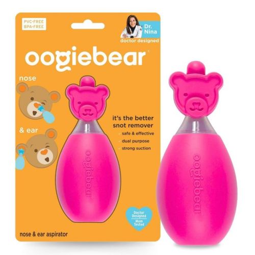 oogiebear Bulb Aspirator Handheld Baby Nose Cleaner for Newborns, Infants, and Toddlers - Raspberry