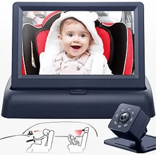 Baby Car Mirror with 4.3'' HD Night Vision Function Display, Safety Car Seat Camera with Wide Crystal Clear View, Easily Observe The Baby’s Move(Not USB)