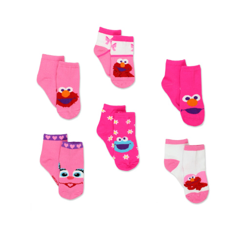 Sesame Street Elmo Abby Toddler Girls 6 pack Quarter Socks ( 12-24 Months)