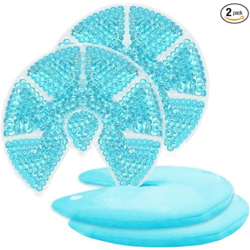 Hot/Cold Breast Gel Ice Packs Breast Cooling/Heat Pads Relief for Breastfeeding, Nursing Pain, Mastitis, Engorgement, Swelling, Plugged Ducts | Boost Milk Let-Down & Production,2 Pack (Blue)