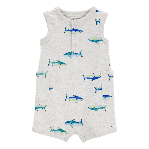 Baby Fish Cotton Blend Romper - Gray - Carter's | Carter's