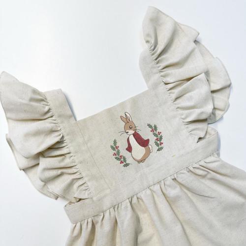 Personalized LINEN Christmas Apron, Baby boho Linen apron, Peter Rabbit apron, Custom apron, Toddler apron, School pinafore