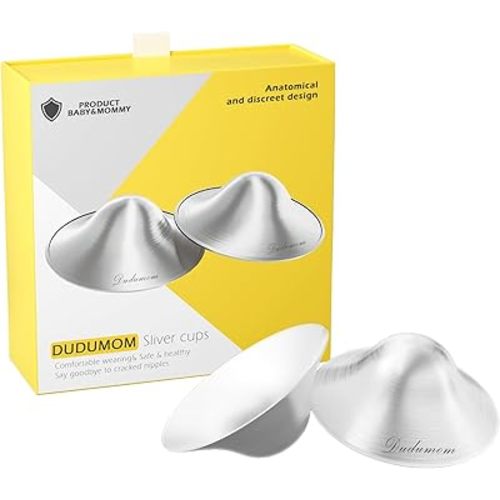 Dudumom Silver Nursing Cups - Nipple Shields for Nursing Newborn - Soothe and Protect Your Nursing Nipples- 925 Small Size