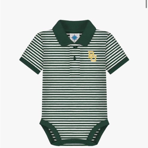 Creative Knitwear College Baby Striped Polo Bodysuit - Team Logo (0-3Months)
