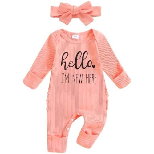 Yvowming Newborn Baby Girl Fall Winter Outfits Clothes Knit Romper Coming Home Outfit for Baby Girl