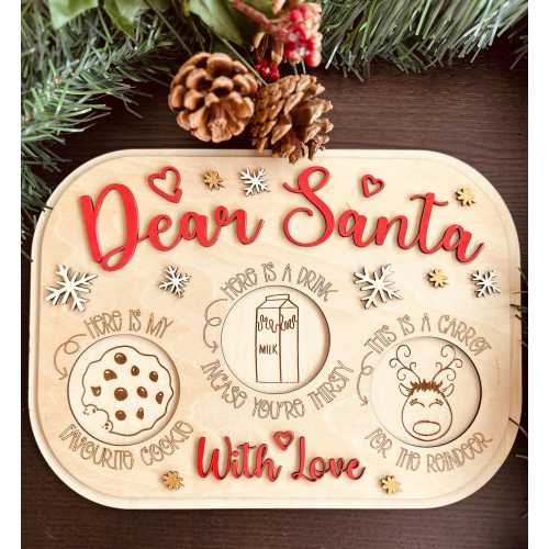 Wood Santa Milk and Cookie Tray/ Personalized Santa Cookie Tray/ Christmas Eve Treat Tray/ Santa Treat Tray/Personalized Santa Plate
