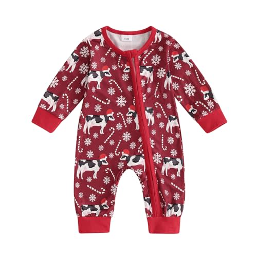 FIOMVA Western Baby Girl Clothes Newborn Cowgirl Outfit Infant Boy Highland Cow Print Jumpsuit Fall Winter Cowboy Outfits