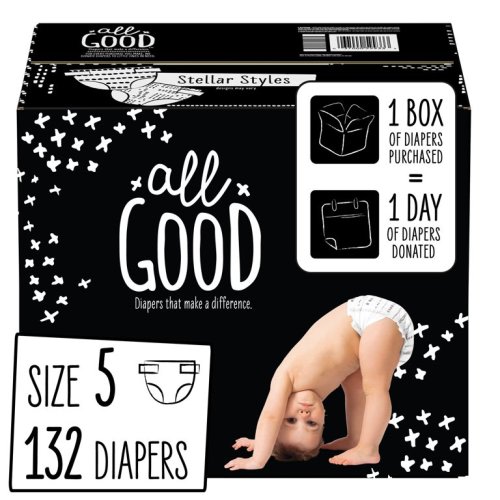 All Good Absorbent and Hypoallergenic Diapers, Size 5, 132 Ct
